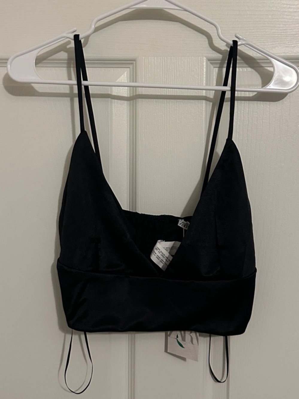 Zara Black Satin Cami Crop Top